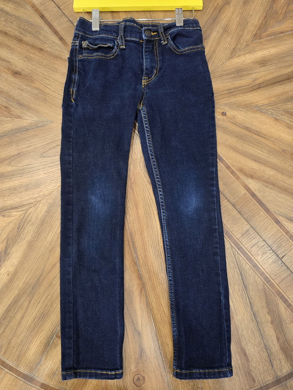 Cat & Jack Dark Blue Stretch Skinny Jeans with Gold Stitching, Girls 8